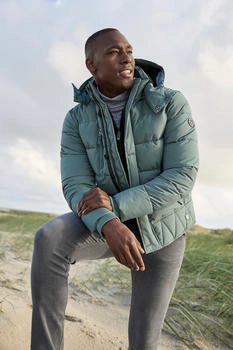 Bruno Banani Steppjacke Fellimitat abnehmbarer Kapuze khaki