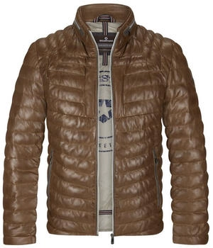 Milestone Steppjacke Lammleder Stehkragen cognac