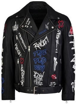 Trueprodigy Lederjacke Danis auffälliger Graffiti-print