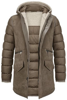 Milestone MSEmmerson Parka aus Ziegenvelours mit weichem Fell auf der Innenseite schlamm