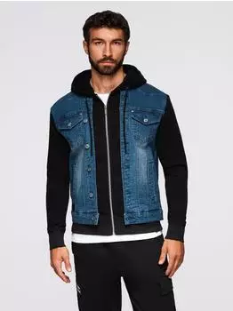 Ombre Tuck Jeansjacke schwarz