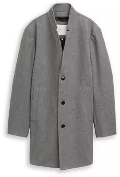 Tom Tailor Denim Wollmantel mit Stehkragen (1046905) light stone grey wool twill
