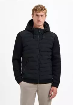 No Excess Short Fit Sealed Hooded Knitted Mix Softshell Jacke schwarz