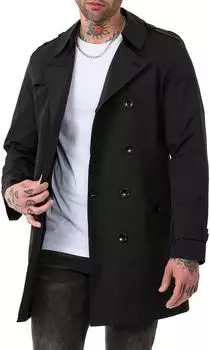 Redbridge Doppelreihiger gefütterter Trenchcoat (M6132) schwarz