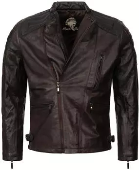 Rock Creek H-401 Lederjacke Biker-Style Stehkragen dunkelbraun