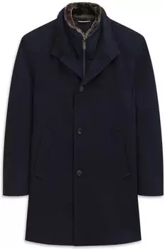 Bugatti Wollmantel mit Westeneinsatz Modern Fit marine