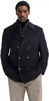 Bugatti Caban Jacke Rainseries Regular Fit wasserfest mit abnehmbarem Westen-Einsatz Wollmix blau