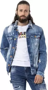 Cipo & Baxx Jeansjacke im destroyed Look blue denim