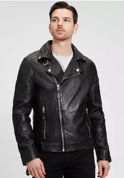 Mauritius Mavric SF NSLV Lederjacke im Biker-Style mit asymmetrischem Reißverschluss, Nieten (14231-4XL) schwarz
