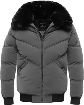 Amaci&Sons Gefütterte Winterjacke mit Kapuze 9125 dunkelgrau