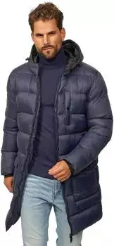 Soulstar Langer Steppmantel mit Kapuze dunkelblau/navy