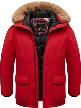 Amaci&Sons Norwalk Gefütterte Glanz Winterjacke mit Kapuze (9119) rot