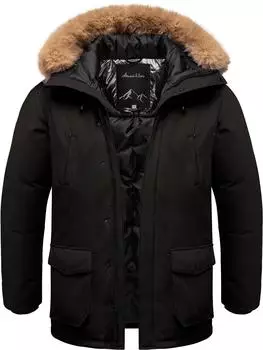 Amaci&Sons Norwalk Gefütterte Glanz Winterjacke mit Kapuze (9119) schwarz