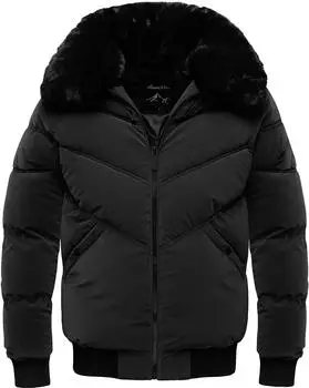 Amaci&Sons Gefütterte Winterjacke mit Kapuze 9125 schwarz
