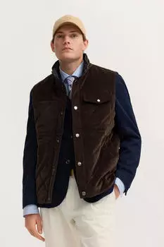 Bugatti Corduroy Weste Regular Fit mit Stehkragen und Druckknöpfen (BUGaxwi001000001) dunkelbraun