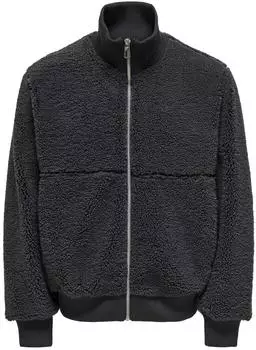 Only & Sons Oversized Sherpa Zip Through Fleece Monochrome (22034703) basaltgrau/schwarz