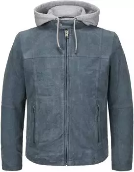 Milestone Lederjacke Lammnubuk mit Kapuze (14423-54) blue denim