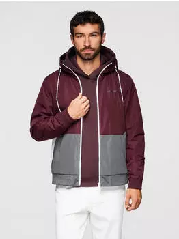 Ombre Kurzjacke mit Kapuze Regular Fit grau/bordeaux