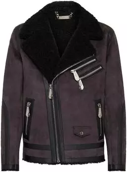 Philipp Plein Vintage-Effect Bikerjacke nero