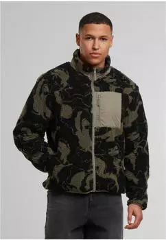 Urban Classics Pattern Teddy Track Jacket Oversized (TB8025) gr&uuml;n