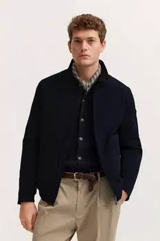 Bugatti Natural Oxford Kurzjacke wasserabweisend mit Cord-Details (11091 179200) marine
