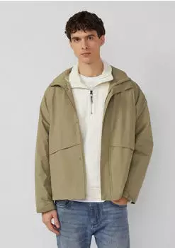 s.Oliver Nylon Windbreaker mit versteckter Kapuze olivgrün