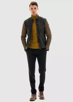 Pierre Cardin Lederjacke im modernen Look braun/schwarz