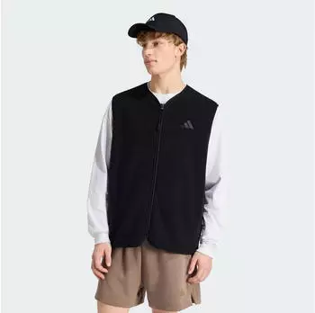 Adidas City Tech 3 Stripes High Pile Fleece Weste Loose Fit schwarz