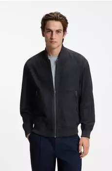 Hugo Boss Relaxed-Fit Jacke aus Veloursleder - Style Jonorve 50562519 Dunkelblau