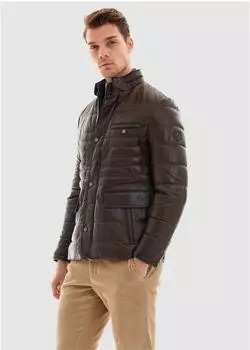 Pierre Cardin Gesteppte Lederjacke braun