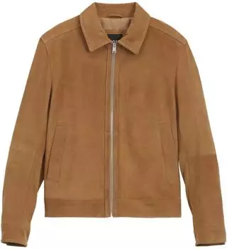 Hugo Boss Lederjacke aus Veloursleder mit Reißverschluss - Style H-Malbano7 50563869 Braun