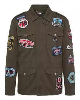 Philipp Plein Wool Long Coat With Patches (84593007) military