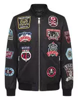 Blouson PHILIPP PLEIN "Bomberjacke", Herren, Gr. S, schwarz (02, schwarz), Stoff: