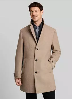 Tom Tailor Wollmantel mit Reverskragen beige/wei&szlig;