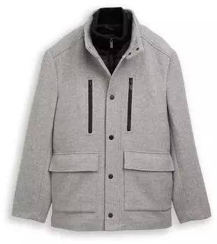 Tom Tailor 2-in-1 Wolljacke mit abnehmbarem Einsatz mid grey melange twill