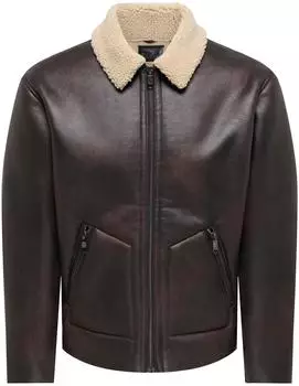 Only & Sons Men's Jacket (17466734) hot fudge/ecru collar