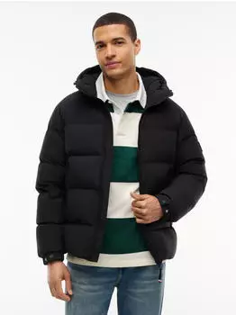 Tommy Hilfiger Down Hooded Puffer JKT Down Jacket with Logo Patch black