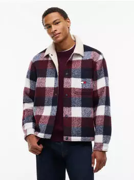 Tommy Hilfiger Brushed Flannel Teddy Collar Oversized Shacket (DM0DM23523) dark night navy buffalo check