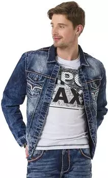 Cipo & Baxx CJ299 Jeansjacke Used-Look Vintage (41306926) blau