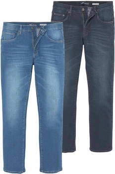 Arizona Jeans Stretch-Jeans Willis 2er-Pack straight-fit lange Beine Nieten niedrige Leibhöhe blue used blue black used
