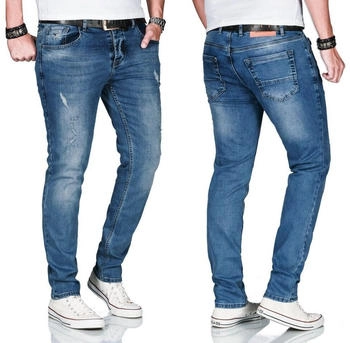 Alessandro Salvarini Slim-fit-Jeans ASCatania used look Effekt 2% Elasthan AS-160 blau