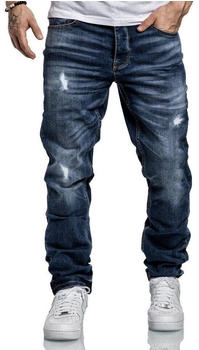 Amaci&Sons Straight-Jeans MEDFORD Destroyed Jeans Herren Dunkelblau