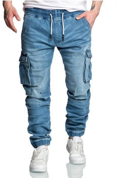 Amaci&Sons Sweathose Stretch Denim Cargo Jogging Jeans 7024 hellblau