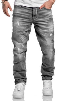 Amaci&Sons Straight-Jeans MEDFORD Destroyed Jeans Herren Regular Fit grau