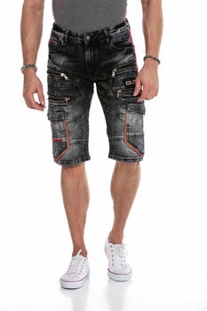 Cipo & Baxx ROSBURG Shorts capri denim schwarz CK224