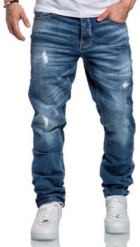 Amaci&Sons Straight-Jeans MEDFORD Destroyed Jeans hellblau