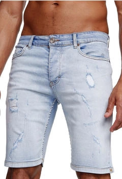 Reslad Jeans Shorts Herren Sommer Used Look Destroyed Denim Jeansshorts hellblau RS-2086