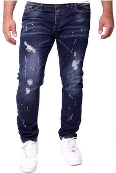 Reslad Color-Splashes Stretch Denim Destroyed Jeanshose Slim Fit RS-2101 dunkelblau