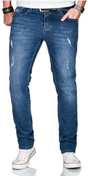 Alessandro Salvarini Slim-fit-Jeans AS-163 Dunkelblau Used