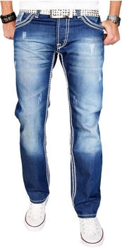 Alessandro Salvarini Straight-Jeans ASCanio auffälligen dicken Nähten